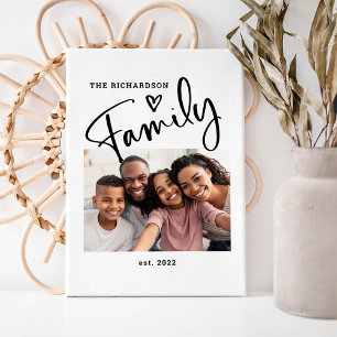 Cute och Modern Family Photo   Svartvit Canvastryck