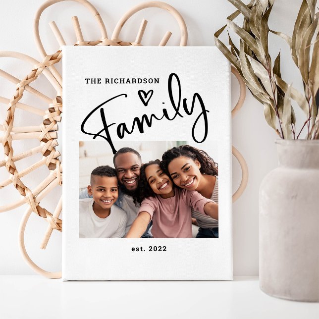 Cute och Modern Family Photo | Svartvit Canvastryck (Skapare uppladdad)