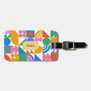 Cute och Modern färgstark geometrisk monogram Bagagebricka