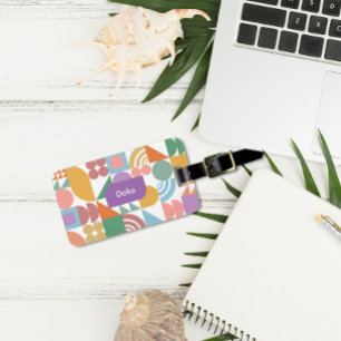 Cute och Modern geometrisk monogram Bagagebricka