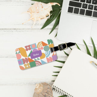 Cute och Modern geometrisk monogram Bagagebricka