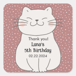 Cute och Modern Kitten Birthday Fyrkantigt Klistermärke