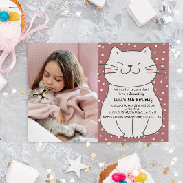 Cute och Modern Kitten med foto Birday Inbjudningar