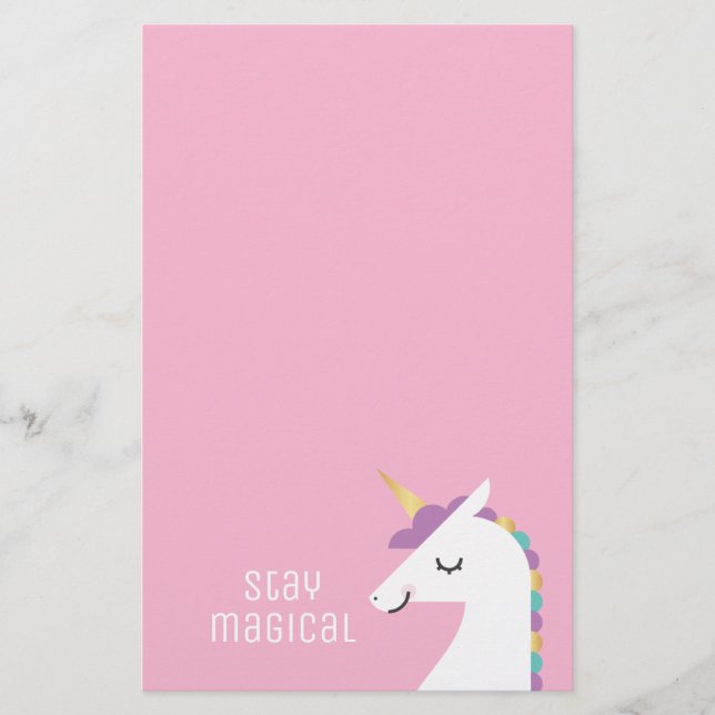 Cute och Modern Rainbow Unicorn Brevpapper (Framsida)