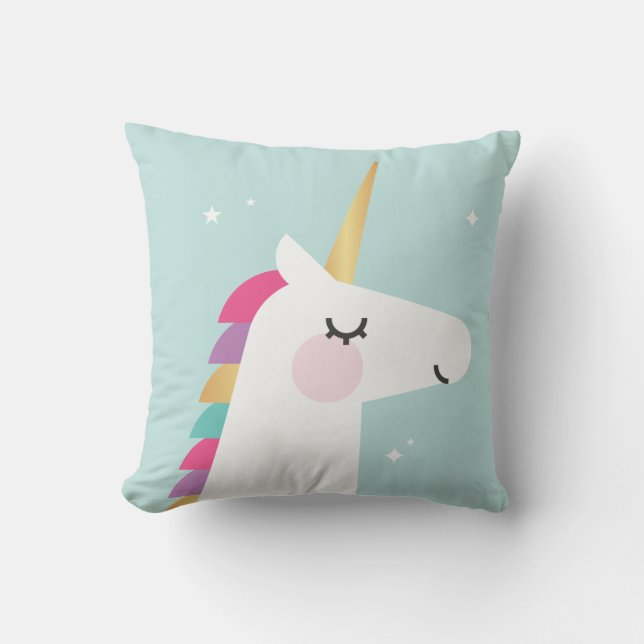 Cute och Modern Rainbow Unicorn Kudde (Framsida)