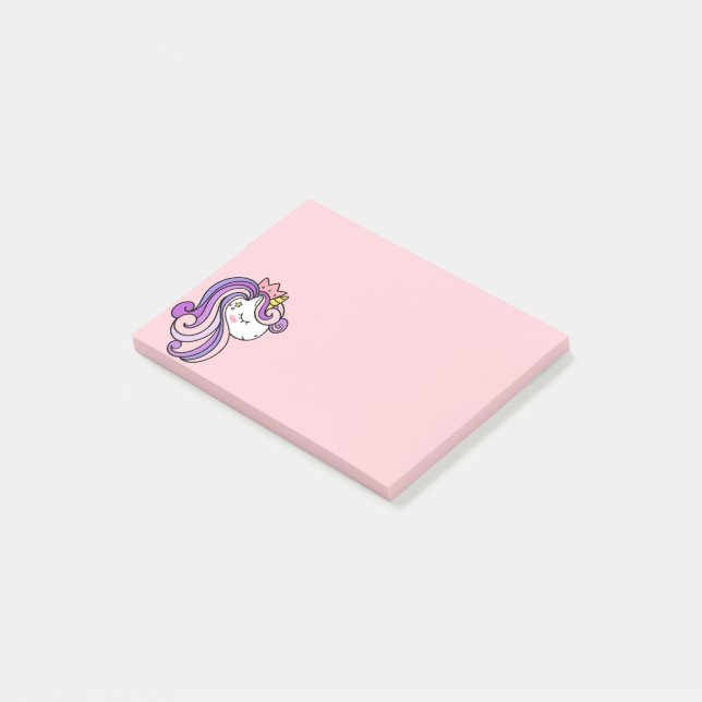 Cute och Modern Rainbow Unicorn Notes Post-it Block (Vinklad)