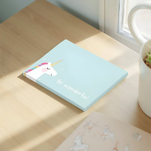 Cute och Modern Rainbow Unicorn Post-it Block
