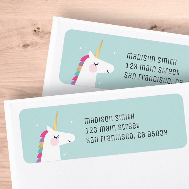 Cute och Modern Rainbow Unicorn Returadress Etikett (Skapare uppladdad)