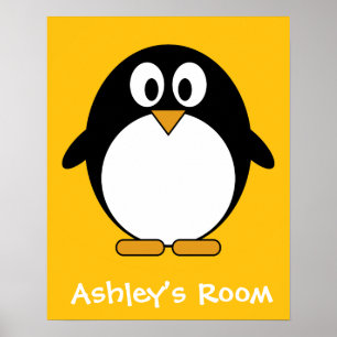 Cute och Modern Tecknad Penguin Poster