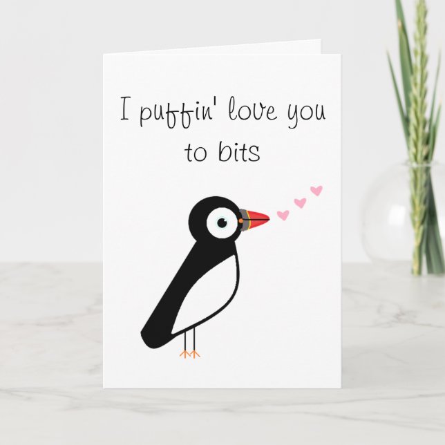 Cute och ost Valentinpuffingkort Kort (Framsida)