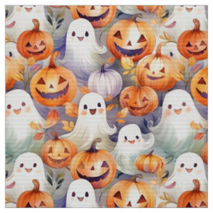 Cute och pooky spöken och jack o lantern tyg