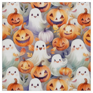 Cute och pooky spöken och jack o lantern tyg