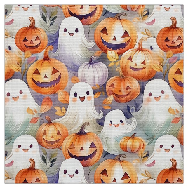 Cute och pooky spöken och jack o lantern tyg (Provkarta)