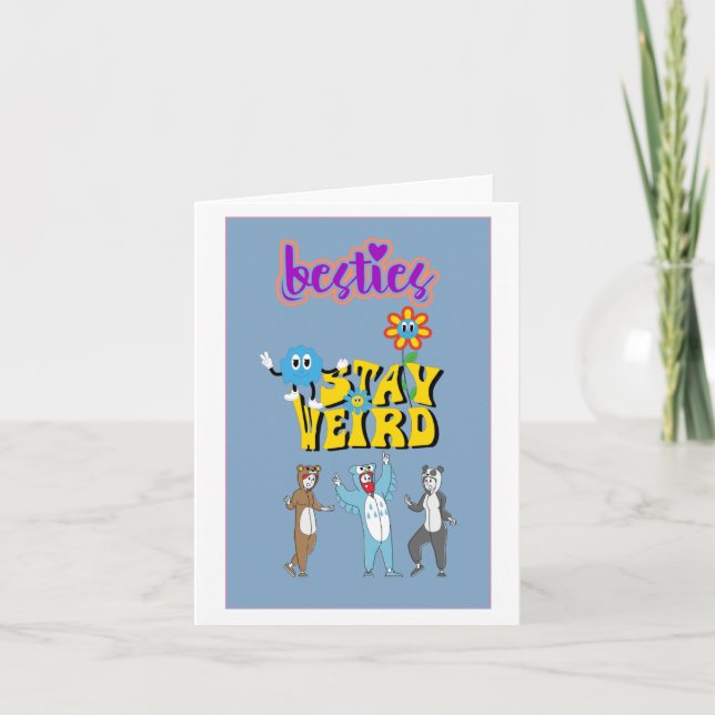 Cute och Quirky Besties Funny Galentine's Card Kort (Framsida)