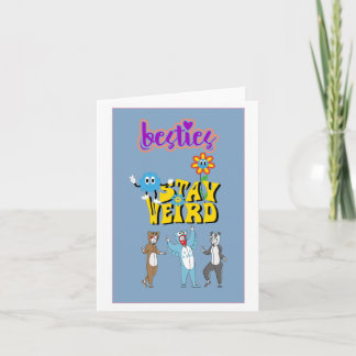 Cute och Quirky Besties Funny Galentine's Card Kort