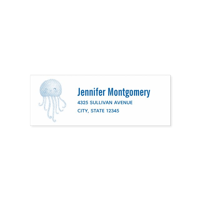 Cute och Roligt Jellyfish Adress Självfärgande Stämpel (Design)