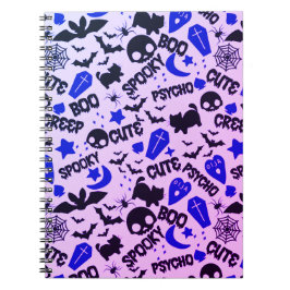 Cute och Roligt Lila, Blue och Black Halloween Anteckningsbok