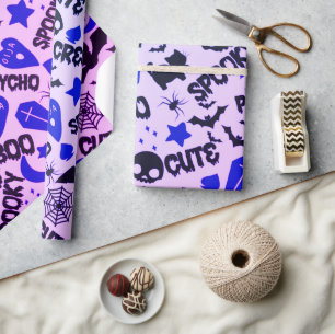 Cute och Roligt Lila, Blue och Black Halloween Presentpapper