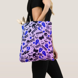 Cute och Roligt Lila, Blue och Black Halloween Tygkasse