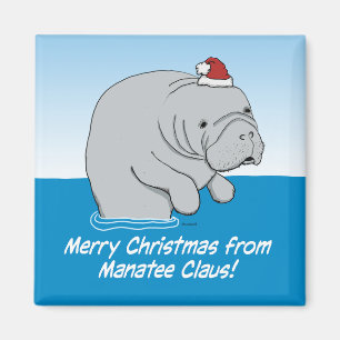 Cute och roligt Manatee Claus Magnet