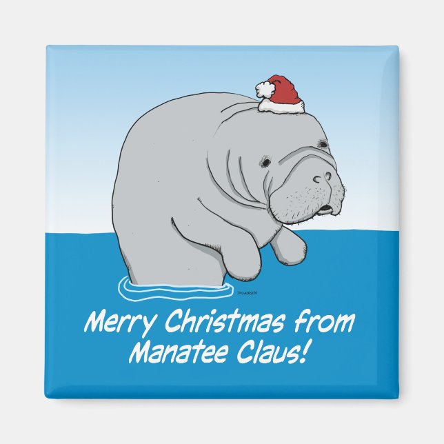 Cute och roligt Manatee Claus Magnet (Framsidan)