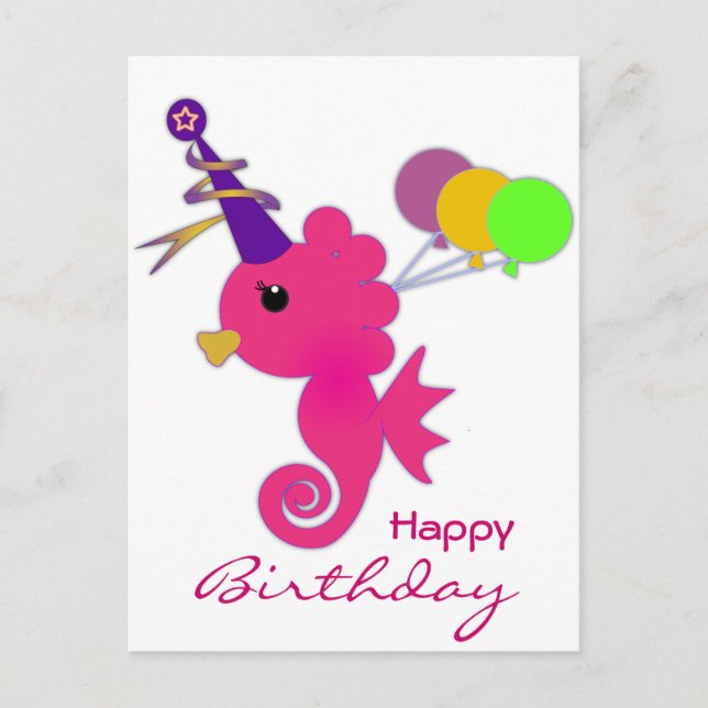 Cute och Roligt Seahorse Vykort (Framsida)
