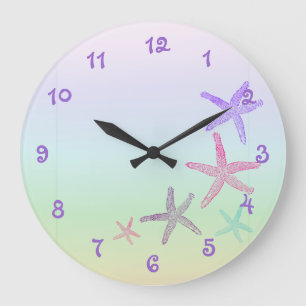 Cute och Roligt Starfish Pastel Stor Klocka