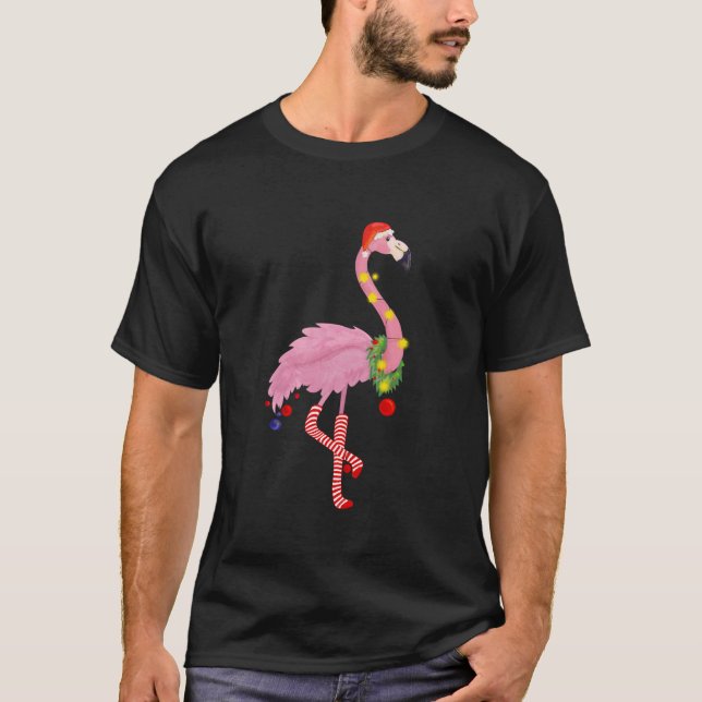 Cute och Roligt Tropical Flamingo-jul T Shirt (Framsida)