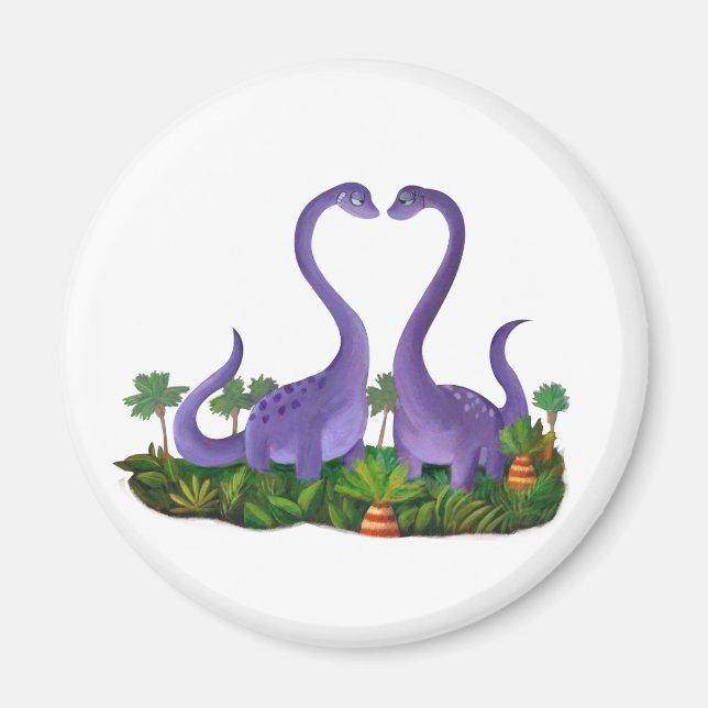 Cute och Romantiska dinosaurier Magnet (Framsidan)