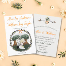 Cute och Rustic Illustrated Bunny Rabbit Bröllop