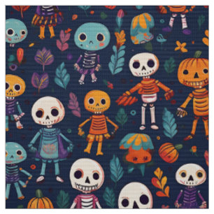 Cute och skämtsfärgade skelett på halloween tyg