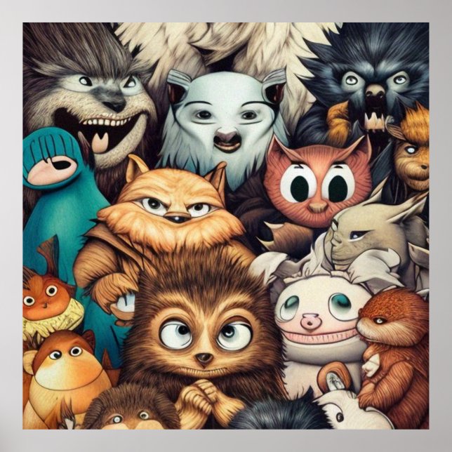 Cute och skrämmande små monster poster (Framsidan)