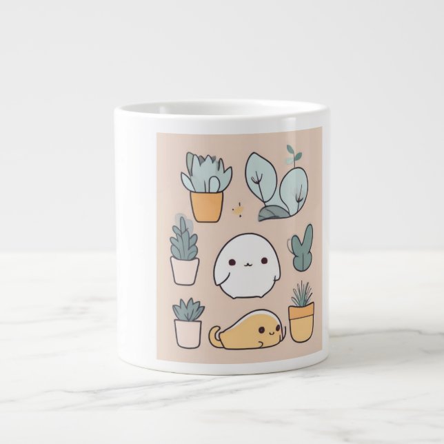 Cute och Snuggly Cat Mugg Jumbo Mugg (Framsidan)