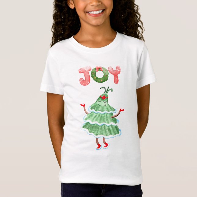 Cute och Söt Dancing joyous Julgran children T Shirt (Framsida)