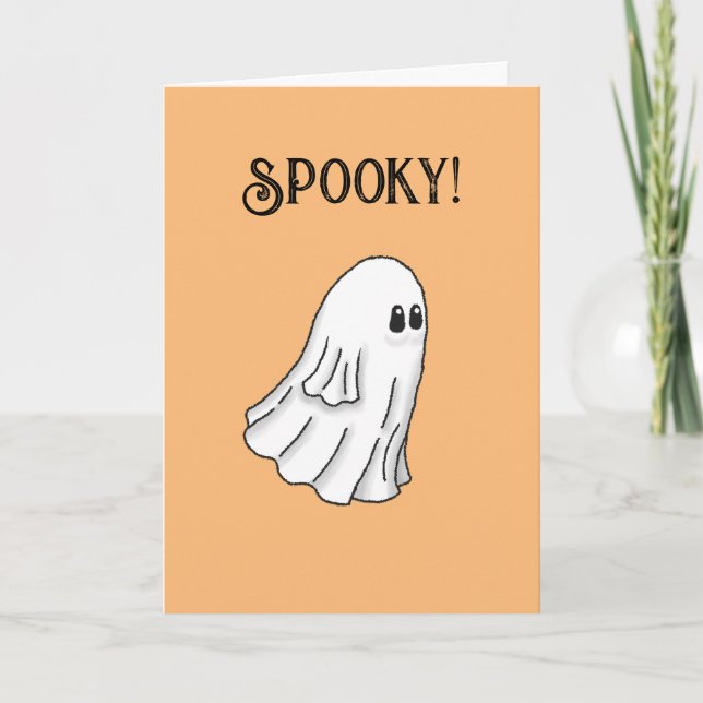 Cute och Spooky Ghost Happy halloween Inbjudan (Framsida)