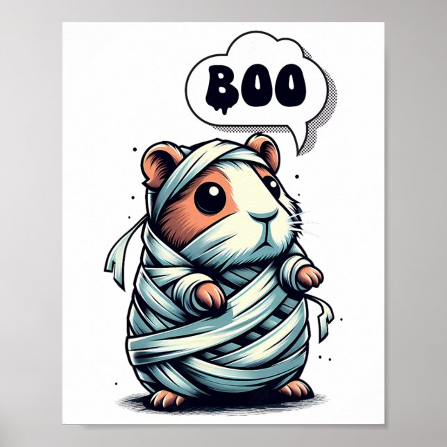 Cute och Spooky Guinea Gris Halloween Poster (Framsidan)