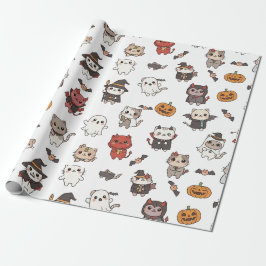 Cute och Spooky Halloween Cats Wrapping Papper Presentpapper