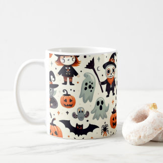 Cute och Spooky Halloween Mönster Mugg