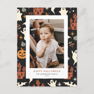 Cute och Spooky Mönster Happy halloween Photo Helg Vykort