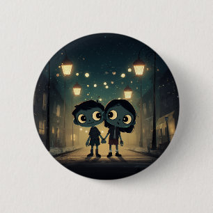 Cute och Spooky Zombies i Kärlek - Button Knapp