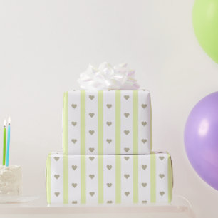 Cute och trendig hjärta och rand Pastel greenery Presentpapper