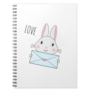 Cute och underbar Bunny som håller Kärlek Brev Anteckningsbok