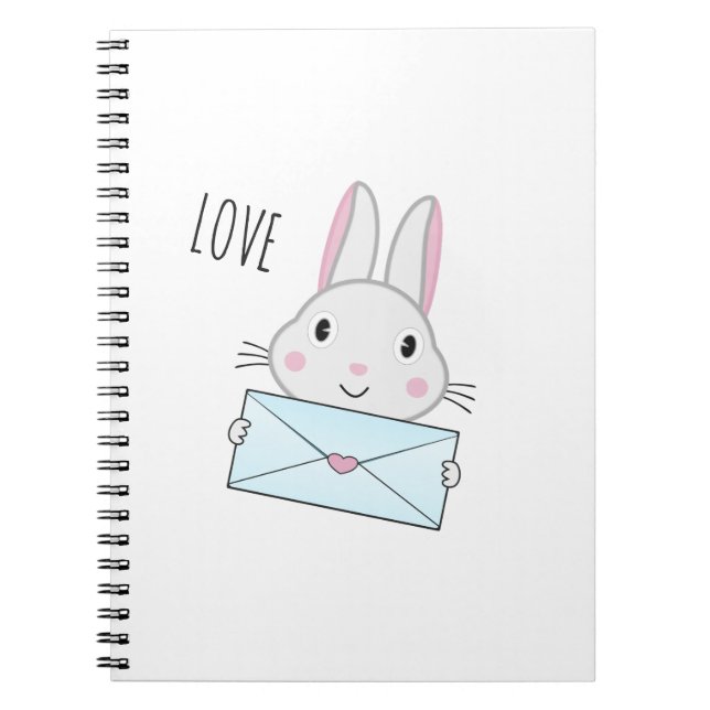 Cute och underbar Bunny som håller Kärlek Brev Anteckningsbok (Framsidan)