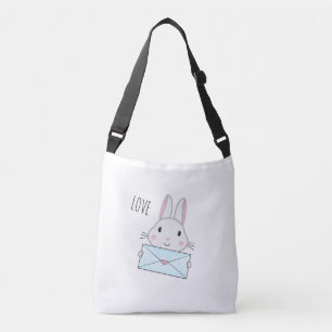 Cute och underbar Bunny som håller Kärlek Brev Axelväska