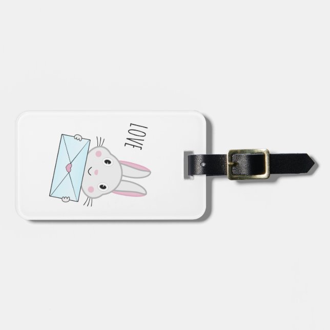 Cute och underbar Bunny som håller Kärlek Brev Bagagebricka (Horisontell Framsida)