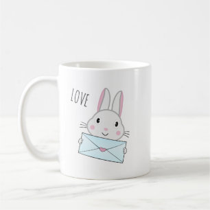 Cute och underbar Bunny som håller Kärlek Brev Kaffemugg