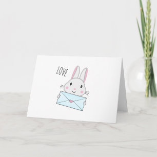 Cute och underbar Bunny som håller Kärlek Brev Kort