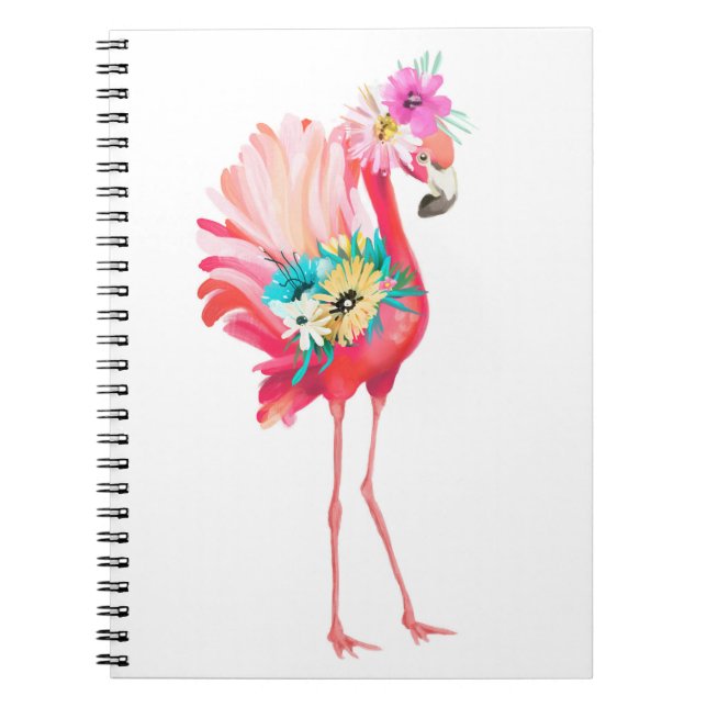 Cute och vacker rosa flamingo mexikanfåglar med anteckningsbok (Framsidan)