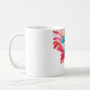 Cute och vacker rosa flamingo mexikanfåglar med kaffemugg