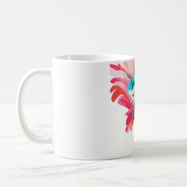 Cute och vacker rosa flamingo mexikanfåglar med kaffemugg (Vänster)